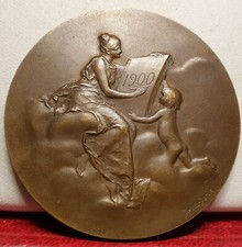 1900 paris mint turn of the century medal by dupuis 50mm nude angel