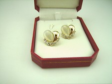 Jolies Boucles d'Oreilles Coeur en Alliage/Strass/L'oeil de Chat  d'imitation