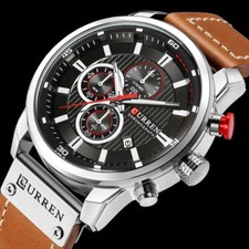 Curren Mens Montre-bracelet à quartz avec cadran militaire armée militaire cuir