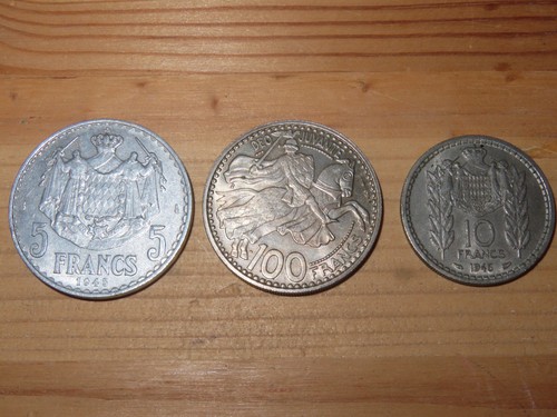 Lot pièces monaco francs - lot,