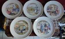 Lot 5 assiettes à fromage vintage en porcelaine l'atelier de la Cigogne France