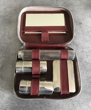 TROUSSE De TOILETTE Vintage SAC Vanity Ustensiles Métal Chrome Et Verre