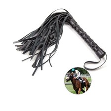 Noir Fouet en Cuir Frangé