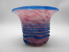 MAGNIFIQUE VASE ROSE & BLEU EN VERRE SOUFFLÉ VERRIER MDINA A MALTE