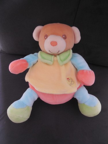 Doudou peluche ours jaune - ours, bleu