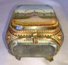 ANCIENNE BOITE COFFRET CARRE A BIJOUX EXPOSITION INTERNATIONAL LILLE 1902