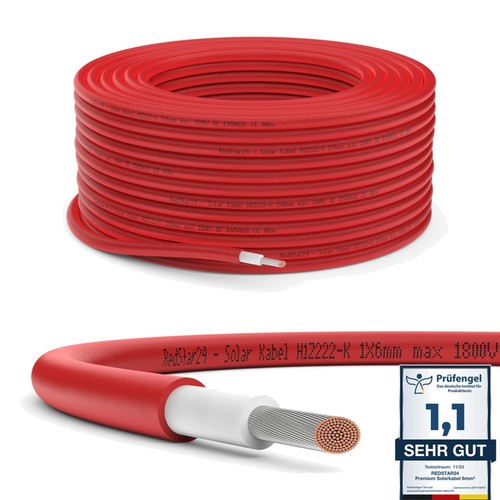 Câble solaire rouge 6mm - 6mm², 20m