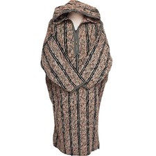 Manteau À Capuche En Laine Épais Multicolore Rose Noir De 3/4