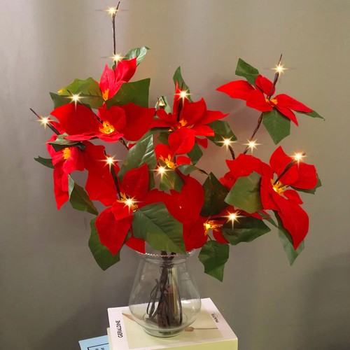 Pack led poinsettia flower - 2,