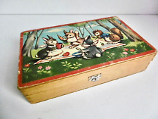 ANCIEN JEU DE CUBES EN BOIS 22,5 x 14 x Ht 5 cm - MANQUE UN DESSIN - USURES