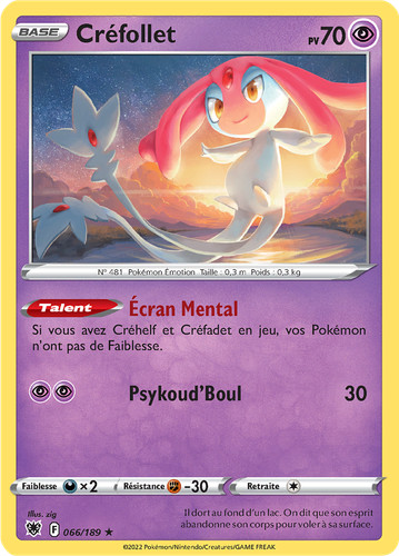 Carte pokémon créfollet - carte,