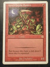 mtg magic mons's goblin raiders MISPRINT wrong rarity GOLD RARE starter 1999