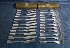 CHRISTOFLE ORFEVRE PARIS 12 COUVERTS A POISSON MODELE FILET CHINON METAL ARGENTE