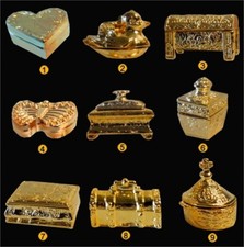 1998 LES BOITES MARQUISES DOREES COFFRE COFFRET A BIJOUX FEVE METAL 3D au choix