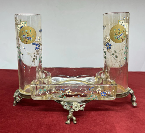 Baccarat enamelled glass vase - enamelled,