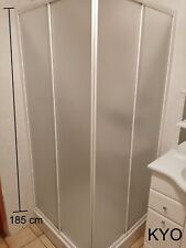 Parois douche carrée accès d'angle droit blanc, portes coulissantes verre opaque