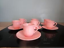 7 TASSES À CAFE ET SOUS TASSES  ROSES  BORDS CHANTOURNES DE SALINS FRANCE