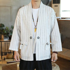 Hommes Rayé Kimono Cardigan