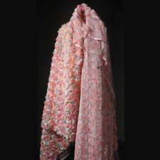 3D Rose Fleur Tissu Maille Semi Transparent Tulle DIY Matériel pour Robe Loisirs