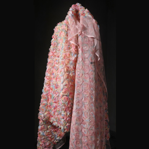 Rose fleur tissu maille - rose,