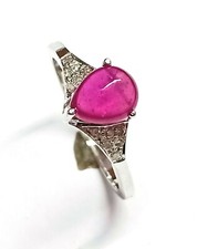 Femmes 925 Argent Sterling Rubis Poire Cabochon & Diamant Gemme Bohémien Bague