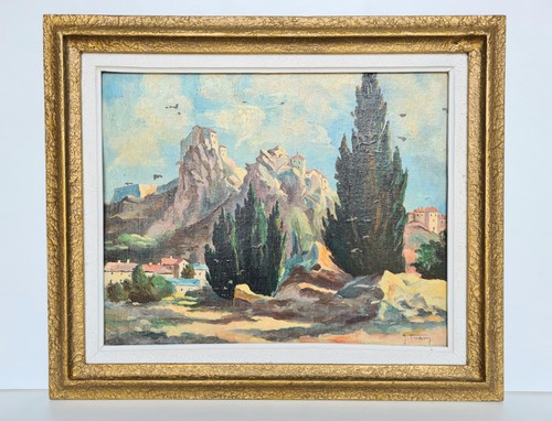 Tableau ancien huile sur toile - tableau,