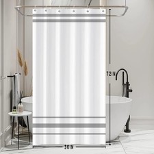 90x180cm Rideau de Douche Blanc cassé Moderne Minimaliste Gris rayé Rideau de...