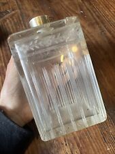 Carafe Cristal Taillé & Fleurs Virole Argent Massif Flacon Vers 1900