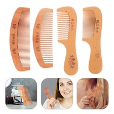 4 Pcs Peigne En Bois Cheveux A Dent Large À Dents Larges Massage