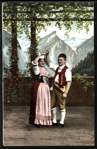 Carte postale paire - en, costume