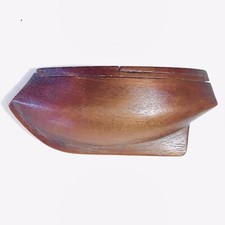 Rare XIXe Tabatière Coque Bateau À Systéme Bois Sculpté Travail De Ponton