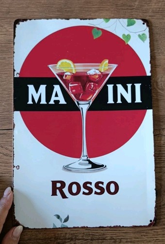 Plaque métal martini rouge - plaque,