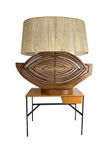 Ancienne lampe monumentale design vintage décorateur Architecte bois mobile 1970