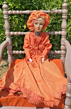 Antique Rare French Boudoir Doll  32” Poupée De Salon Ancienne Hand Painted Face