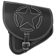 Poche Latérale Fortuna Blanc Sacoche Oscillant Adapté pour Harley Davidson Cuir