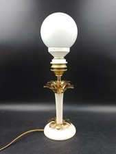 Belle Lampe ce table Maison Le Dauphin Palmier en laiton et bois vers 1980