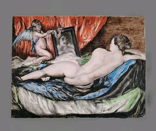 Beau dessin fusain nue - au,