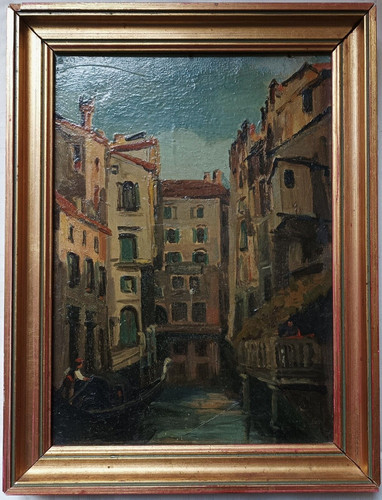 Petit tableau ancien rue - petit,