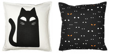 Housse de coussin IKEA COASTFYR motif chat Halloween blanc/noir 50x50 cm 20x20"