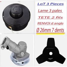 TETE Renvoi d'angle débroussailleuse  tube 26mm 7dents  + lot  lame + tete fil 