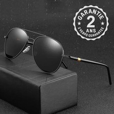 Lunettes de Soleil Homme Femme Style Aviateur UV400 Branches Cylindriques Métal