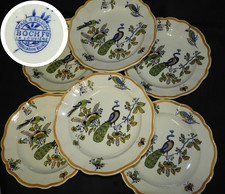 BOCH - LA LOUVIERE Années 30 Décor au PAON : x6 assiettes creuses 25 cm (TBE)