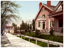 Utah, Salt Lake City, Lion House and Temple Vintage photochrom print by Detroit 