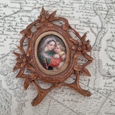 Cadre Reliquaire Ancien Vierge A la Chaise XIXè Holy Frame Black Forest 19thC