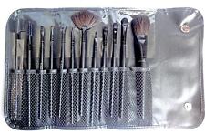 TROUSSE DE MAQUILLAGE PROFESSIONNEL 12 PINCEAUX DE QUALITE MANCHE LONG BOIS 