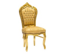 Fauteuil Chaise Feuille Or Tissu Damassé Style Baroque Doré Chaise