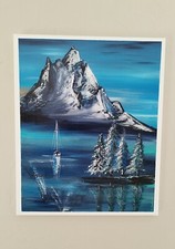 Art contemporain tableau  toile œuvre d'art originale bateaux voiliers fluo