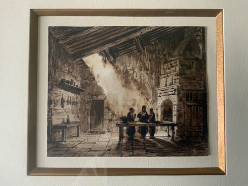 Lavis xixe siècle scène dans - xixe,