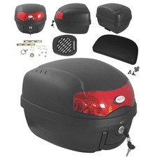 Moto Scooter Top Case 28 Lt Universel Plaque adaptable evec dossier Valise Noir