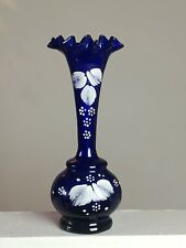 Vase soliflore bleu nuit peint en verre